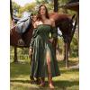 image:imageScarlet Darkness Womens Boho Dress 2026 Summer Off The Shoulder Long Sleeve Renaissance Maxi Dresses with Split Olive Green M