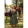 image:imageScarlet Darkness Womens Boho Dress 2026 Summer Off The Shoulder Long Sleeve Renaissance Maxi Dresses with Split Olive Green M