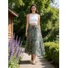 image:imageScarlet Darkness Womens Boho Maxi Skirt Renaissance Skirt ALine Elastic High Waist Long Skirts with PocketsGreen Floral