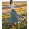 image:imageScarlet Darkness Womens Boho Maxi Skirt Renaissance Skirt ALine Elastic High Waist Long Skirts with PocketsGreen Floral