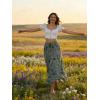 image:imageScarlet Darkness Womens Boho Maxi Skirt Renaissance Skirt ALine Elastic High Waist Long Skirts with PocketsGreen Floral