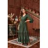 image:imageScarlet Darkness Womens Peasant Renaissance Dresses 34 Sleeve V Neck Casual Boho Maxi Dress with PocketsOlive Green