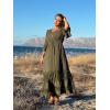 image:imageScarlet Darkness Womens Peasant Renaissance Dresses 34 Sleeve V Neck Casual Boho Maxi Dress with PocketsOlive Green