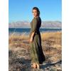 image:imageScarlet Darkness Womens Peasant Renaissance Dresses 34 Sleeve V Neck Casual Boho Maxi Dress with PocketsOlive Green