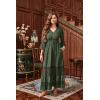 image:imageScarlet Darkness Womens Peasant Renaissance Dresses 34 Sleeve V Neck Casual Boho Maxi Dress with PocketsOlive Green