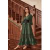 image:imageScarlet Darkness Womens Peasant Renaissance Dresses 34 Sleeve V Neck Casual Boho Maxi Dress with PocketsOlive Green