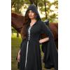 image:imageScarlet Darkness Womens Renaissance Costume Medieval Hooded Pirate Bell Sleeve Peasant Dress with PocketsBlack