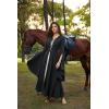 image:imageScarlet Darkness Womens Renaissance Costume Medieval Hooded Pirate Bell Sleeve Peasant Dress with PocketsBlack