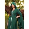 image:imageScarlet Darkness Womens Renaissance Costume Medieval Hooded Pirate Bell Sleeve Peasant Dress with PocketsGreen