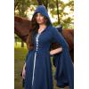 image:imageScarlet Darkness Womens Renaissance Costume Medieval Hooded Pirate Bell Sleeve Peasant Dress with PocketsNavy Blue