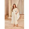 image:imageScarlet Darkness Womens Renaissance Costume Wrap V Neck Medieval Dress Split Bell Sleeve Embroidery Fairy DressesApricot