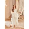 image:imageScarlet Darkness Womens Renaissance Costume Wrap V Neck Medieval Dress Split Bell Sleeve Embroidery Fairy DressesApricot
