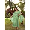 image:imageScarlet Darkness Womens Renaissance Costume Wrap V Neck Medieval Dress Split Bell Sleeve Embroidery Fairy DressesLight Green