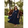 image:imageScarlet Darkness Womens Renaissance Costume Wrap V Neck Medieval Dress Split Bell Sleeve Embroidery Fairy DressesNavy Blue