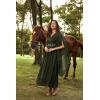 image:imageScarlet Darkness Womens Renaissance Costume Wrap V Neck Medieval Dress Split Bell Sleeve Embroidery Fairy DressesOlive Green