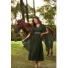 image:imageScarlet Darkness Womens Renaissance Costume Wrap V Neck Medieval Dress Split Bell Sleeve Embroidery Fairy DressesOlive Green