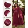 image:imageScarlet Darkness Womens Renaissance Costume Wrap V Neck Medieval Dress Split Bell Sleeve Embroidery Fairy DressesWine Red