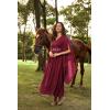image:imageScarlet Darkness Womens Renaissance Costume Wrap V Neck Medieval Dress Split Bell Sleeve Embroidery Fairy DressesWine Red