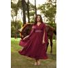 image:imageScarlet Darkness Womens Renaissance Costume Wrap V Neck Medieval Dress Split Bell Sleeve Embroidery Fairy DressesWine Red