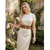 image:imageScarlet Darkness Womens Wide Elastic Belt for Dress Stretchy Corset Belt Double Gold Buckle Waist BeltBrown Orange