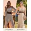 image:imageScarlet Darkness Womens Wide Elastic Belt for Dress Stretchy Corset Belt Double Gold Buckle Waist BeltSuede Brown