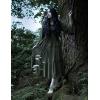 image:imageWomen Renaissance Dress Square Neck Long Bell Sleeves Lace Tiered Peasant Dresses Pirate Party Dress Green L