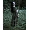 image:imageWomen Renaissance Dress Square Neck Long Bell Sleeves Lace Tiered Peasant Dresses Pirate Party Dress Green L