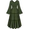 image:imageWomen Renaissance Dress Square Neck Long Bell Sleeves Lace Tiered Peasant Dresses Pirate Party Dress Green L