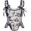 image:imageSCARLET DARKNESS Bustier Tops for Women Renaissance Floral Lace Up Bodyshaper Corset with ZipperBlack Line Art