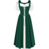 image:imageSCARLET DARKNESS Renaissance Costume Women Peasant Medieval Dress Short Sleeve Maxi Fairy Dresses with PocketsDark Green