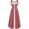 image:imageSCARLET DARKNESS Renaissance Costume Women Peasant Medieval Dress Short Sleeve Maxi Fairy Dresses with PocketsDeep Pink