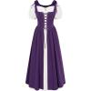 image:imageSCARLET DARKNESS Renaissance Costume Women Peasant Medieval Dress Short Sleeve Maxi Fairy Dresses with PocketsDeep Purple