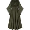 image:imageSCARLET DARKNESS Renaissance Dress Women Bell Sleeve Fairy Dresses Witch Costume Split Maxi Dress with PocketsOlive Green