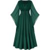 image:imageSCARLET DARKNESS Renaissance Dress Women Bell Sleeve Fairy Dresses Witch Costume Split Maxi Dress with PocketsTeal