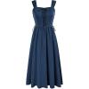 image:imageSCARLET DARKNESS Women Renaissance Summer Corset Dress Medieval Cottagecore Lace Up DressNavy Blue