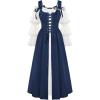 image:imageSCARLET DARKNESS Womens Renaissance Costume Medieval Lace Up Corset Dress Puff Sleeve Peasant DressNavy Blue