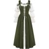 image:imageSCARLET DARKNESS Womens Renaissance Costume Medieval Lace Up Corset Dress Puff Sleeve Peasant DressOlive Green
