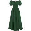 image:imageScarlet Darkness Corset Dress for Women Off Shoulder Renaissance Costume Short Sleeve Milkmaid Dresses with PocketsForest Green
