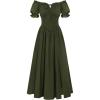 image:imageScarlet Darkness Corset Dress for Women Off Shoulder Renaissance Costume Short Sleeve Milkmaid Dresses with PocketsOlive Green