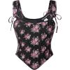 image:imageScarlet Darkness Floral Corset Tops for Women Renaissance Corset Boned Lace Up Bustier TopsBlack Rose Floral