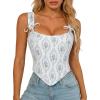 image:imageScarlet Darkness Floral Corset Tops for Women Renaissance Corset Boned Lace Up Bustier TopsBlue Iris
