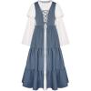 image:imageScarlet Darkness Girls Renaissance Dress Medieval Peasant Long Sleeve DressesGray Blue