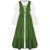 image:imageScarlet Darkness Girls Renaissance Dress Medieval Peasant Long Sleeve DressesGreen