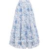 image:imageScarlet Darkness Maxi Skirts for Women Floral Chiffon Elastic High Waist Flowy Ruffle Long Skirt with PoketsBlue Floral