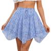 image:imageScarlet Darkness Mini Skirts for Women Summer Floral Skorts Irregular Ruffle Shorts Skater Boho SkirtBlue and White Floral