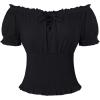 image:imageScarlet Darkness Peasant Blouse for Women Off Shoulder Puff Sleeve Smocked Waist Summer TopsBlack