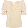 image:imageScarlet Darkness Peasant Blouses for Women Cotton Off The Shoulder Top Puff Sleeve Renaissance ShirtApricot