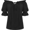 image:imageScarlet Darkness Peasant Blouses for Women Cotton Off The Shoulder Top Puff Sleeve Renaissance ShirtBlack