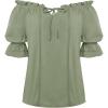 image:imageScarlet Darkness Peasant Blouses for Women Cotton Off The Shoulder Top Puff Sleeve Renaissance ShirtGreen