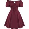 image:imageScarlet Darkness Renaissance Costume Women Corset Dress Midi Off Shoulder Fairy DressesWine Red